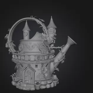 Enchanted Watering Can House STL File for 3D Printing - Model thumbnail 8