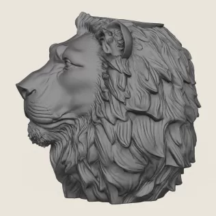 Lion Head Vase Print Ready 3D Model - Model thumbnail 4