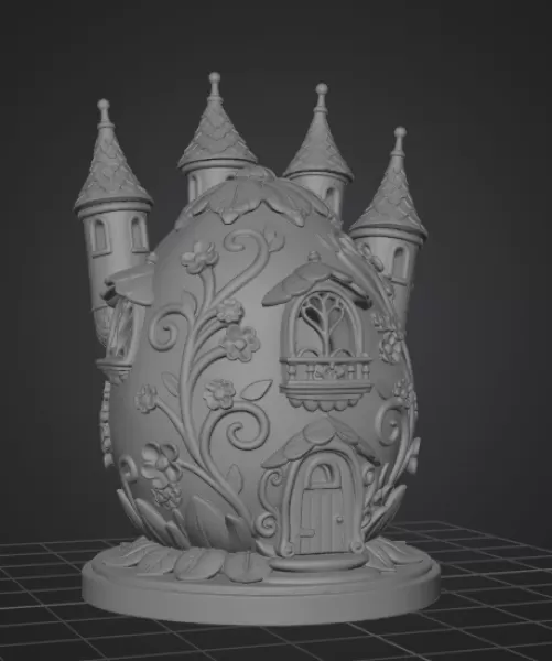 Fantasy Egg Castle House - STL File 3D Printable - Model preview 10