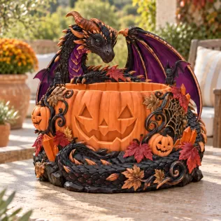Halloween Dragon Pumpkin Bowl STL File for 3D Print - Model thumbnail 2