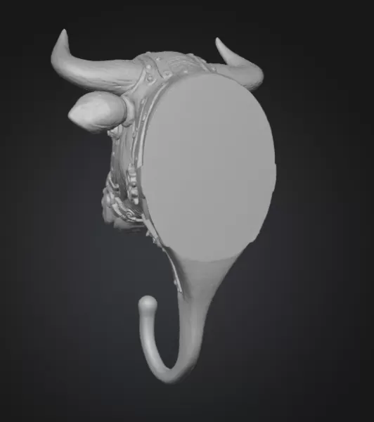 Steampunk Bull Wall Hook - Model preview 4
