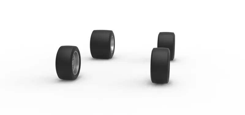 Wheel Set of Pavement Silver Crown Car Scale 1:25 - Model preview 3