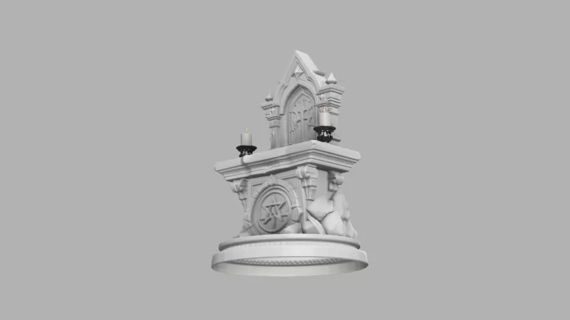 Mini Gothic Altar with Candles - Fantasy Halloween Prop - Model preview 5