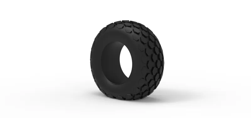 Offroad tire 28 deflated Scale 1:25 - Model preview 7