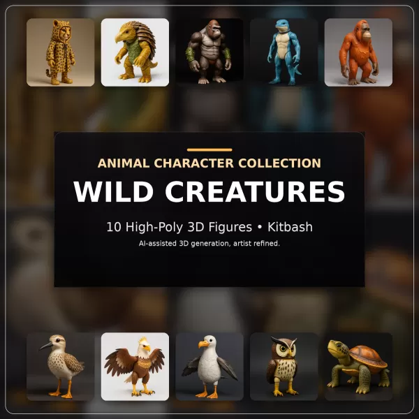 Wild Creatures Animal Character Collection - Model preview 1