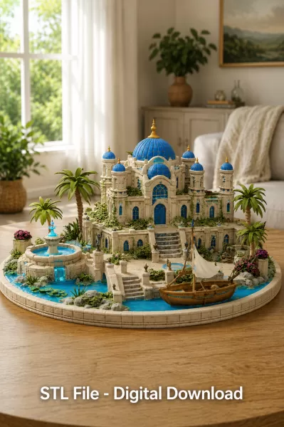 Azure Oasis Palace STL File for 3D Print - Model preview 5