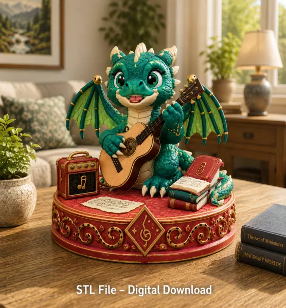 Baby Dragon Bard STL File for 3D Print - Model preview 1