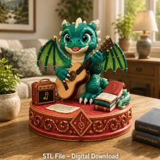 Baby Dragon Bard STL File for 3D Print
