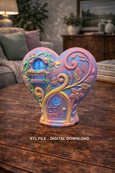 Fantasy Heart Fairy House - STL File 3D Printable - Model preview 1