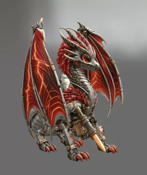 Mechanical Inferno Dragon STL File for 3D Print - Model preview 10