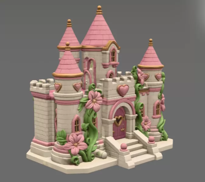 Enchanted Heart Blossom Castle STL File for 3D Print - Model preview 10