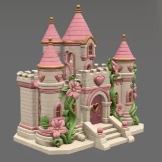 Enchanted Heart Blossom Castle STL File for 3D Print - Model thumbnail 10