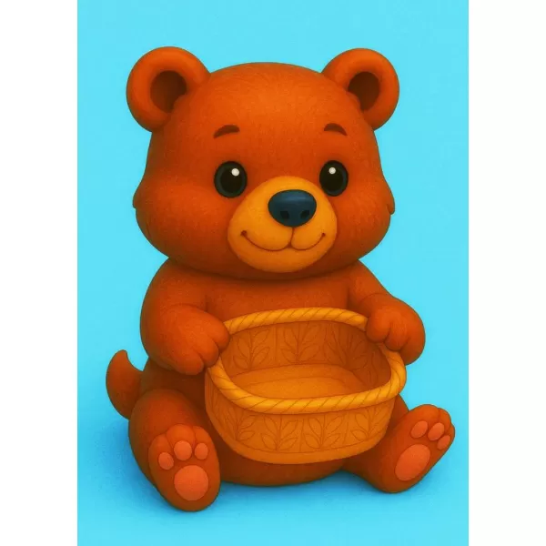 Teddy Bear Holding a Gift Basket - Model preview 1