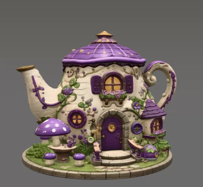 Enchanted Teapot Cottage STL File for 3D Print - Model preview 9