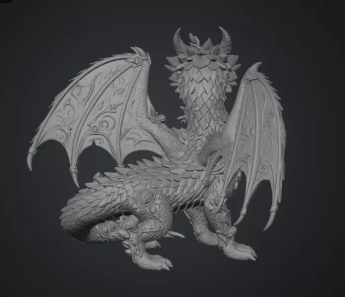 Crimson Rose Dragon STL File for 3D Print - Model preview 16