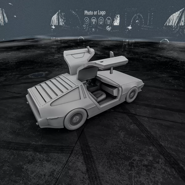 DMC DeLorean with Open Doors – 3D Printable Car Model - Model preview 6