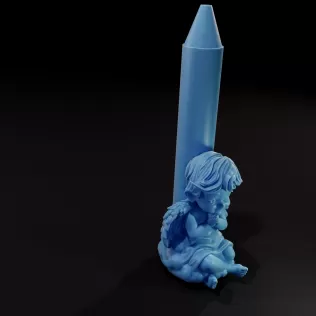 Praying Cherub Angel Candle 3D Printable Model - Model thumbnail 3