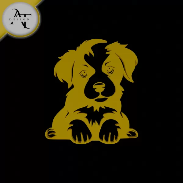 Puppy - Silhouette - 2D Wall Art Decor - Model preview 1