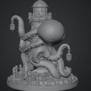 Octopus Lighthouse Keeper STL File for 3D Print - Model thumbnail 13