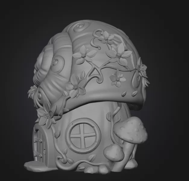Enchanted Snail Shell Cottage STL File 3D Printable - Model preview 8