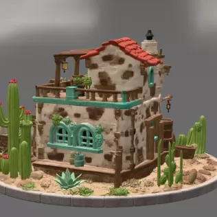 Desert Trading Post Fantasy Western Village STL File for 3D - Model thumbnail 9