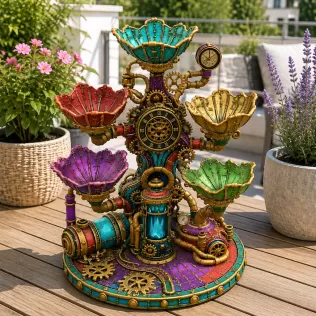 Steampunk Clockwork Bowl Organizer STL File for 3D Print - Model thumbnail 2