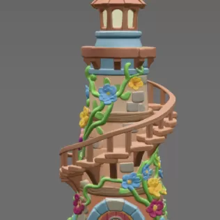 Fantasy Spiral Tower House STL File 3D Printable Fairy Tower - Model thumbnail 3