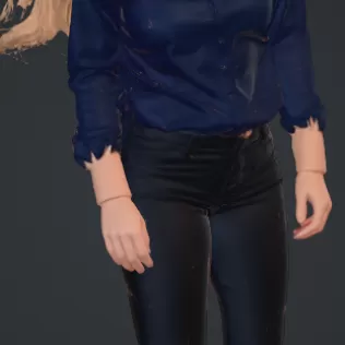 Frau in engen Hosen,lachend,knie nicht ganz durch gedrückt - Model thumbnail 1