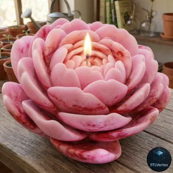 Blooming Camellia Flower 3D printable model - Model preview 1
