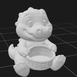 Crocodile Holding Gift Basket - Model thumbnail 2