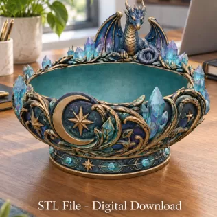 Celestial Crystal Dragon Bowl STL File for 3D Print - Model thumbnail 4