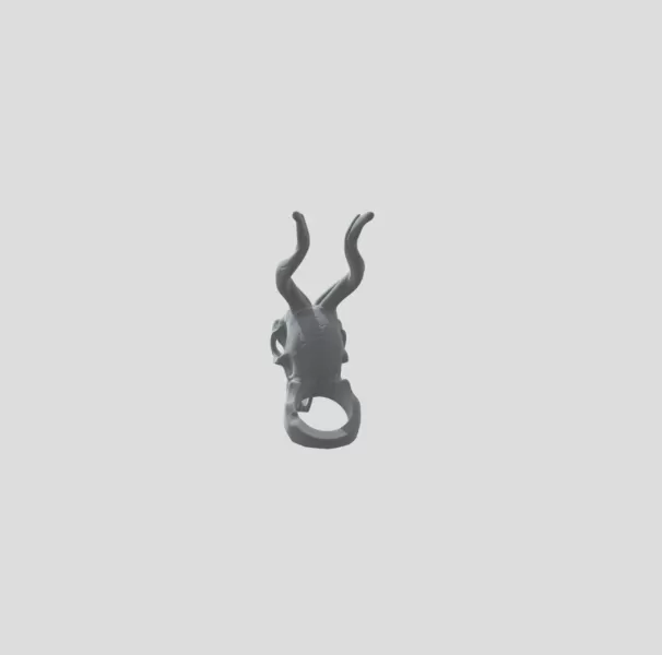 Brass Deer Skull Ring - Model preview 3