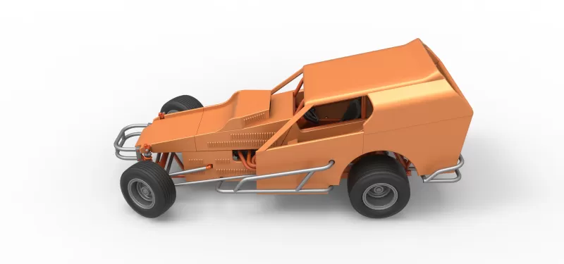Vintage Dirt Modified stock car Version 3 while turning 1:25 - Model preview 10