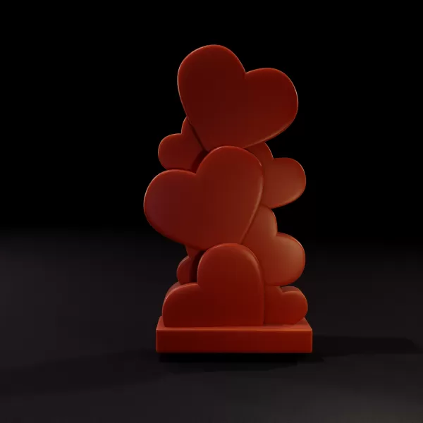 Stacked Hearts Candle Mold - Printable 3D Model - Model preview 2