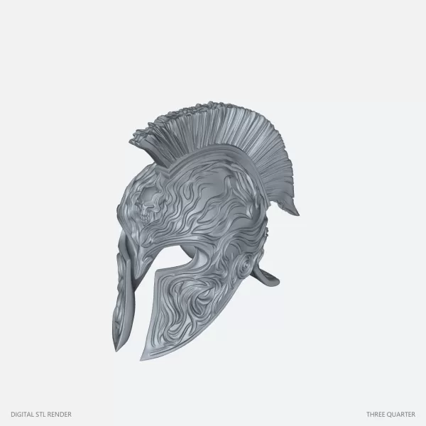 Flame Relief Crested Helmet Miniature - 100 mm STL - Model preview 1