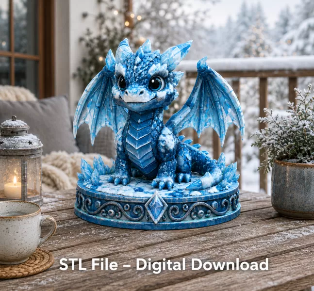 Crystal Ice Baby Dragon STL File for 3D Print - Model preview 2
