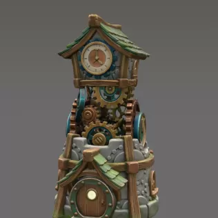 Fantasy Clock Tower STL File for 3D Printing - Model thumbnail 3