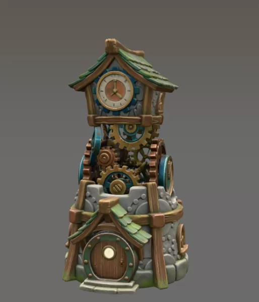 Fantasy Clock Tower STL File for 3D Printing - Model preview 3
