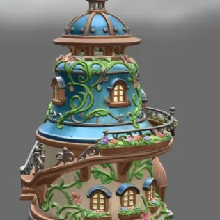 Fantasy Bell Tower House STL File for 3D Print - Model thumbnail 6