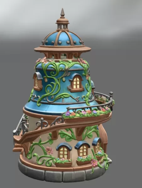 Fantasy Bell Tower House STL File for 3D Print - Model preview 6
