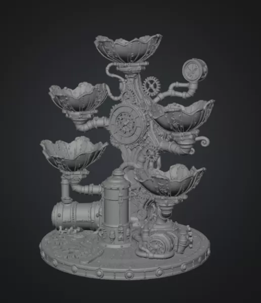 Steampunk Lotus Jewelry Organizer STL File for 3D Print - Model preview 15
