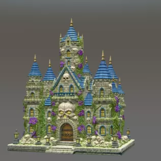Skull Bloom Castle STL File for 3D Print - Model thumbnail 4