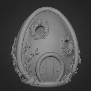 Floral Fantasy Egg House - STL File 3D Printable - Model thumbnail 8