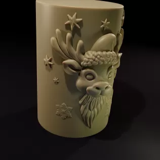 Christmas Reindeer Candle 3D Printed Model - Model thumbnail 2