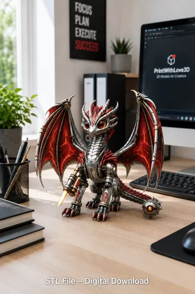 Mechanical Inferno Dragon STL File for 3D Print - Model preview 4