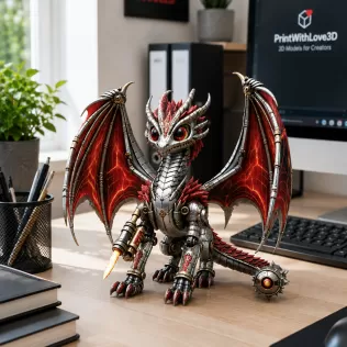 Mechanical Inferno Dragon STL File for 3D Print - Model thumbnail 4