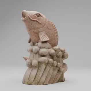 Stone Fish Sculpture -3D Model High-Quality PBR UV Mapped