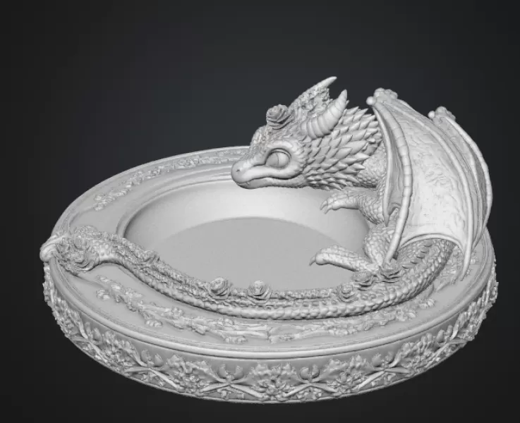 Amethyst Floral Dragon Bowl STL file for 3D Print - Model preview 14