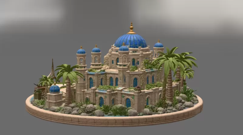 Azure Oasis Palace STL File for 3D Print - Model preview 10