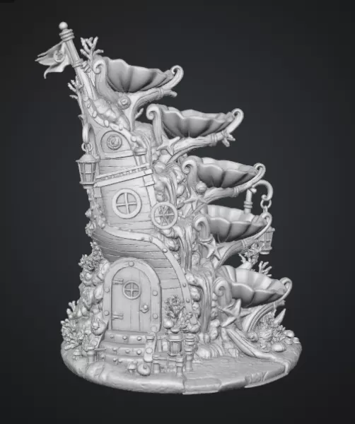 Enchanted Shipwreck Shell Bowl Organizer STL File for 3D Print - Model preview 12
